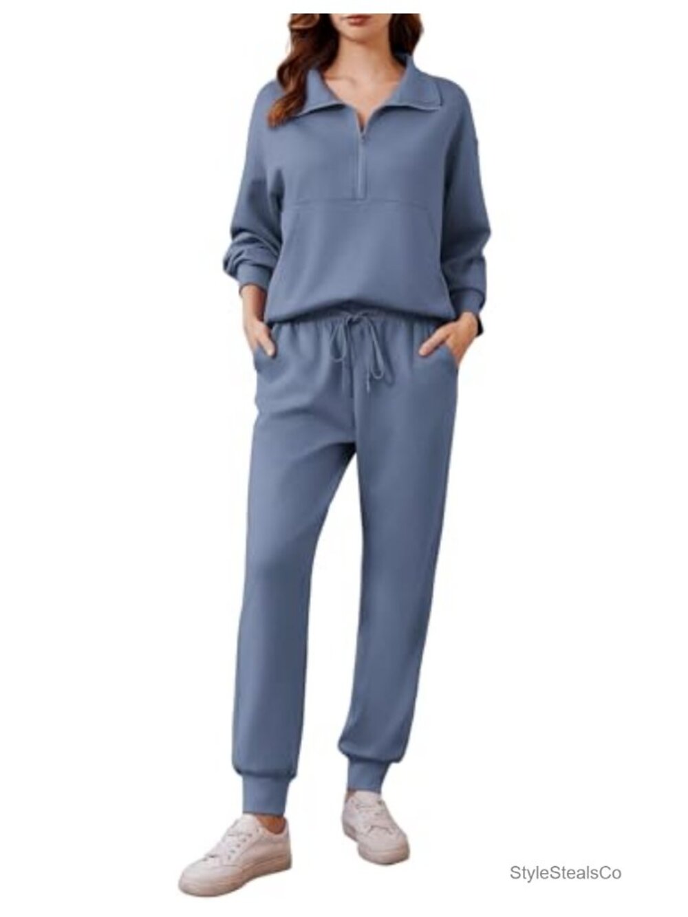 Women's 2 Piece Half Zip Tracksuit Jogger Set Long Sleeve Athletic Lounge